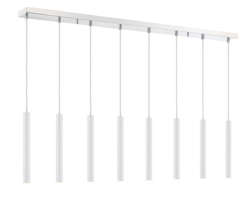 Linear Chandelier Z-Lite 917MP12-WH-LED-8LCH Chrome Forest 8 Light Linear Chandelier Z-Lite
