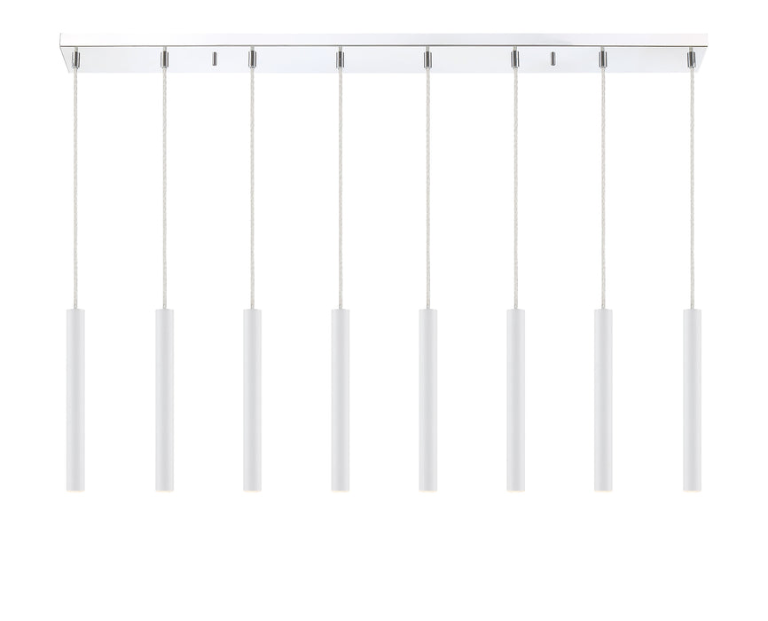Linear Chandelier Z-Lite 917MP12-WH-LED-8LCH Chrome Forest 8 Light Linear Chandelier Z-Lite