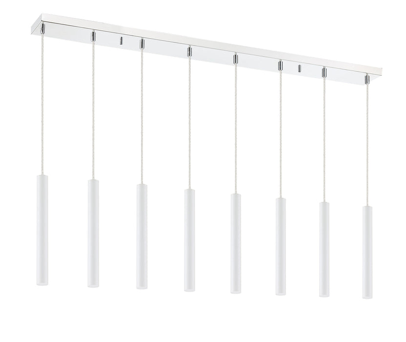 Linear Chandelier Z-Lite 917MP12-WH-LED-8LCH Chrome Forest 8 Light Linear Chandelier Z-Lite