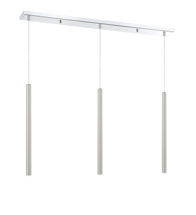 Linear Chandelier Z-Lite 917MP24-BN-LED-3LCH Chrome Forest 3 Light Linear Chandelier Z-Lite