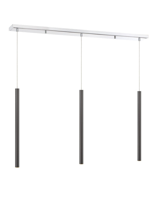Linear Chandelier Z-Lite 917MP24-PBL-LED-3LCH Chrome Forest 3 Light Linear Chandelier Z-Lite