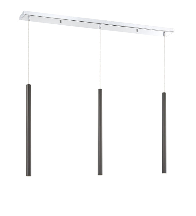 Linear Chandelier Z-Lite 917MP24-PBL-LED-3LCH Chrome Forest 3 Light Linear Chandelier Z-Lite