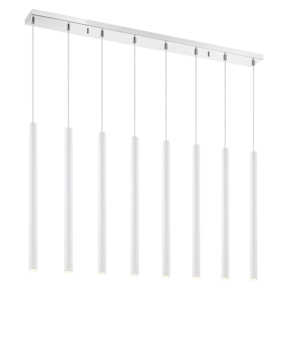 Linear Chandelier Z-Lite 917MP24-WH-LED-8LCH Chrome Forest 8 Light Linear Chandelier Z-Lite