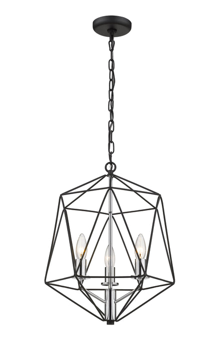 Chandelier Z-Lite 918-14MB-CH Matte Black + Chrome Geo 3 Light Chandelier Z-Lite