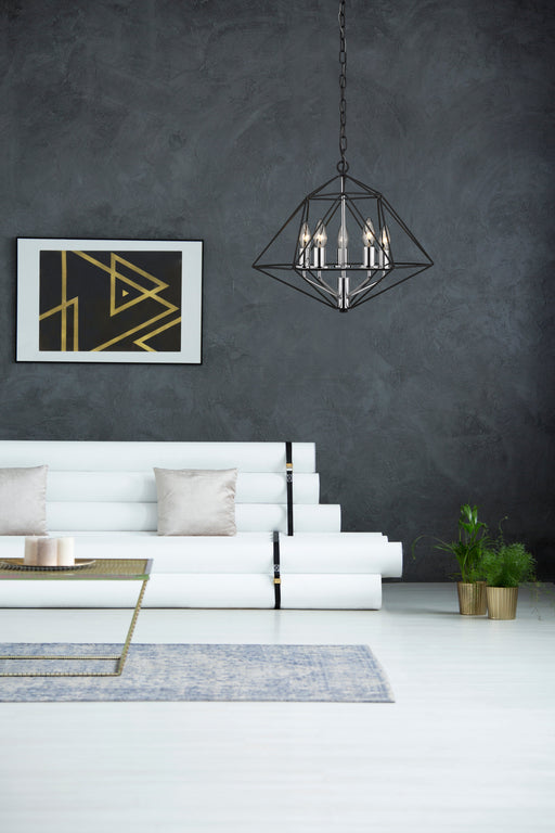 Chandelier Z-Lite 918-18MB-CH Matte Black + Chrome Geo 5 Light Chandelier Z-Lite