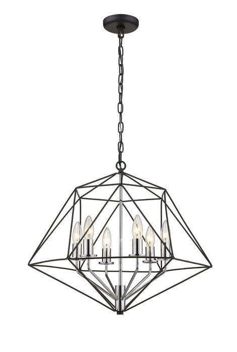 Chandelier Z-Lite 918-22MB-CH Matte Black + Chrome Geo 6 Light Chandelier Z-Lite