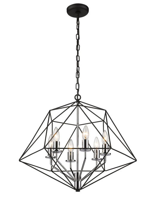 Chandelier Z-Lite 918-22MB-CH Matte Black + Chrome Geo 6 Light Chandelier Z-Lite