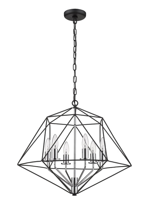 Chandelier Z-Lite 918-22MB-CH Matte Black + Chrome Geo 6 Light Chandelier Z-Lite