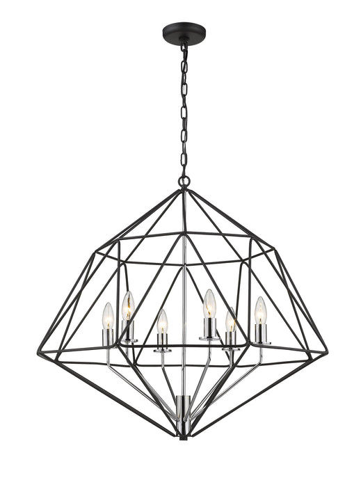 Chandelier Z-Lite 918-30MB-CH Matte Black + Chrome Geo 6 Light Chandelier Z-Lite