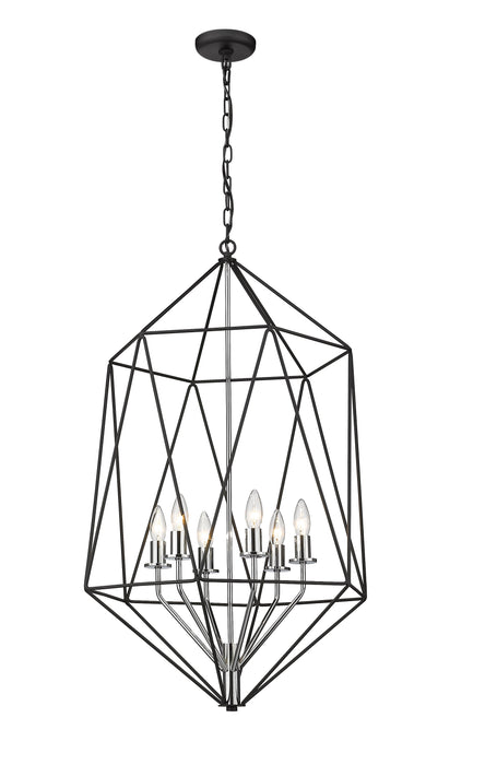 Chandelier Z-Lite 918-35MB-CH Matte Black + Chrome Geo 6 Light Chandelier Z-Lite