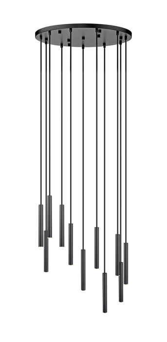 Chandelier Z-Lite 919MP12-11R-MB-LED Matte Black Forest 11 Light Chandelier Z-Lite