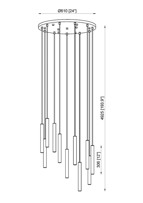 Chandelier Z-Lite 919MP12-11R-MGLD-LED Modern Gold Forest 11 Light Chandelier Z-Lite