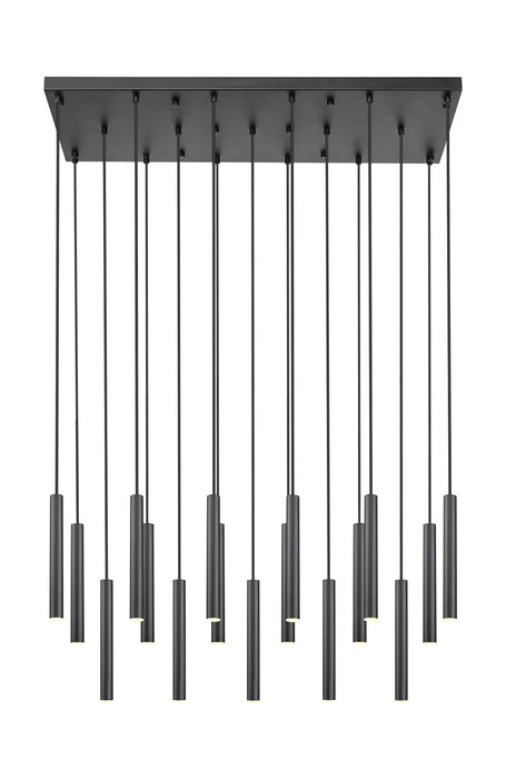 Linear Chandelier Z-Lite 919MP12-17L-MB-LED Matte Black Forest 17 Light Linear Chandelier Z-Lite