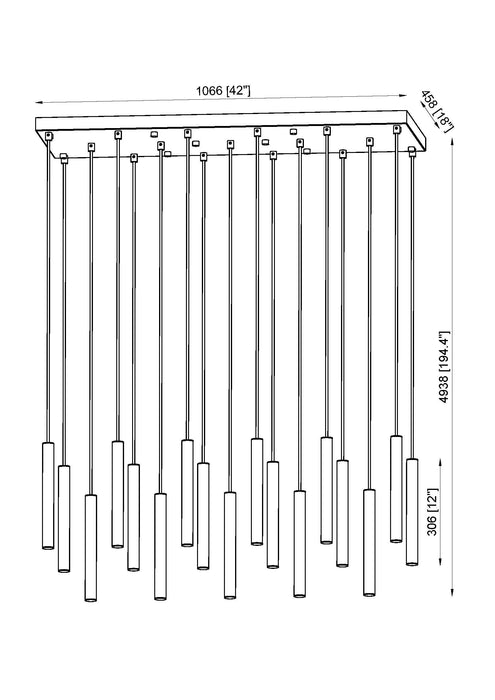 Linear Chandelier Z-Lite 919MP12-17L-MGLD-LED Modern Gold Forest 17 Light Linear Chandelier Z-Lite