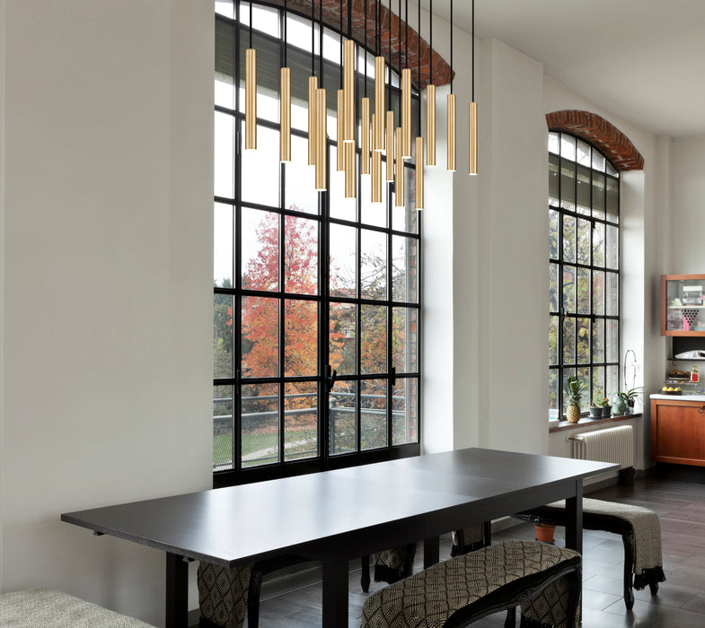 Linear Chandelier Z-Lite 919MP12-17L-MGLD-LED Modern Gold Forest 17 Light Linear Chandelier Z-Lite