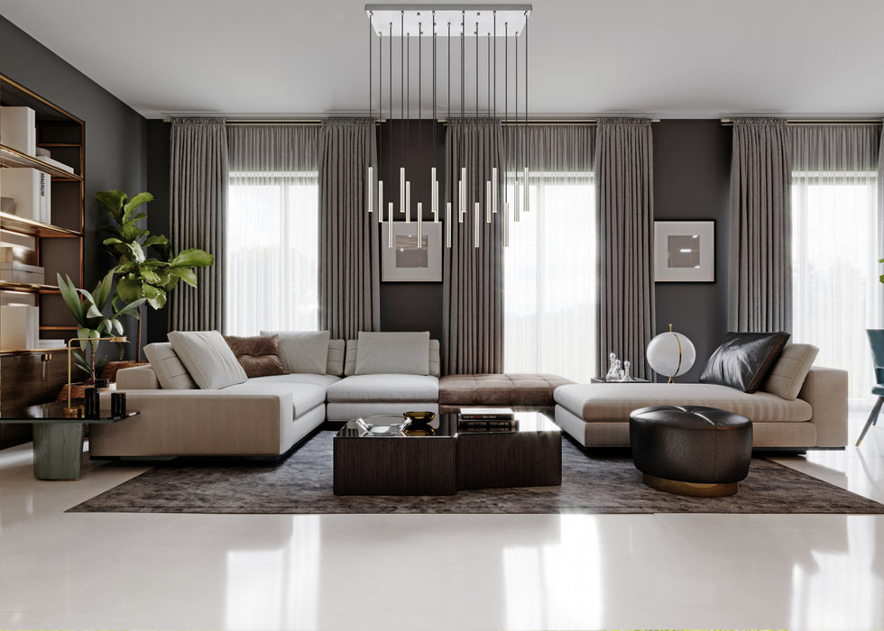 Linear Chandelier Z-Lite 919MP12-23L-BN-LED Brushed Nickel Forest 23 Light Linear Chandelier Z-Lite