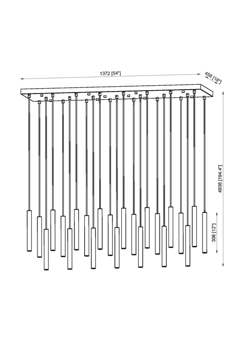 Linear Chandelier Z-Lite 919MP12-23L-MB-LED Matte Black Forest 23 Light Linear Chandelier Z-Lite