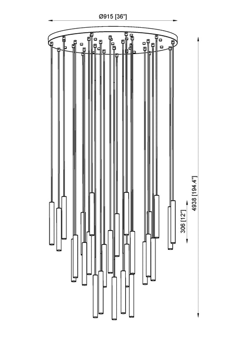 Chandelier Z-Lite 919MP12-27R-MGLD-LED Modern Gold Forest 27 Light Chandelier Z-Lite