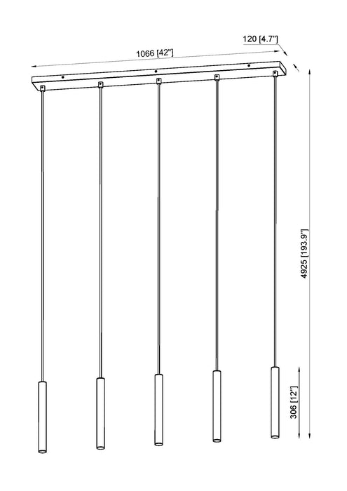 Linear Chandelier Z-Lite 919MP12-5L-MB-LED Matte Black Forest 5 Light Linear Chandelier Z-Lite