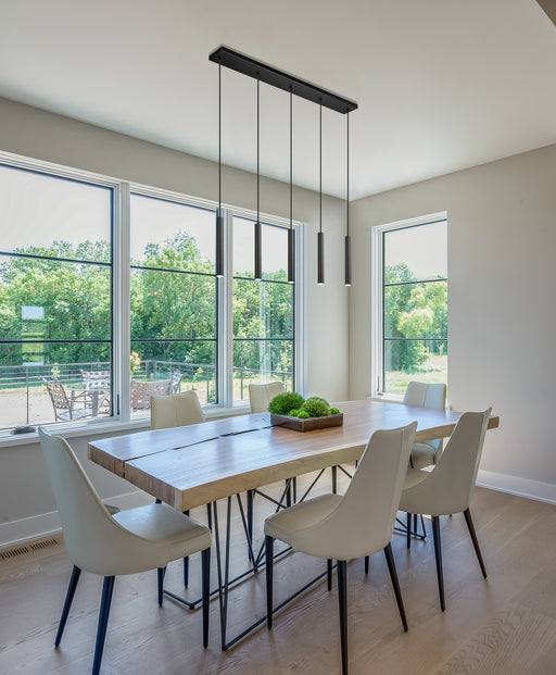 Linear Chandelier Z-Lite 919MP12-5L-MB-LED Matte Black Forest 5 Light Linear Chandelier Z-Lite