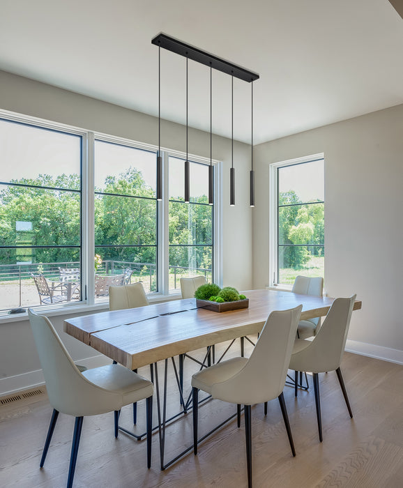 Linear Chandelier Z-Lite 919MP12-5L-MB-LED Matte Black Forest 5 Light Linear Chandelier Z-Lite