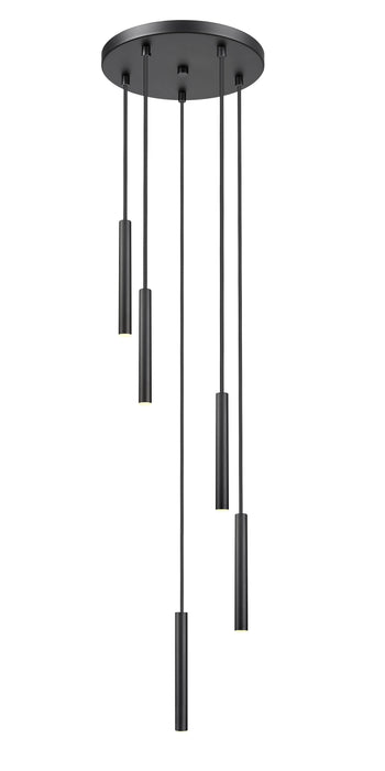 Chandelier Z-Lite 919MP12-5R-MB-LED Matte Black Forest 5 Light Chandelier Z-Lite