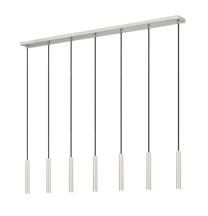Linear Chandelier Z-Lite 919MP12-7L-BN-LED Brushed Nickel Forest 7 Light Linear Chandelier Z-Lite