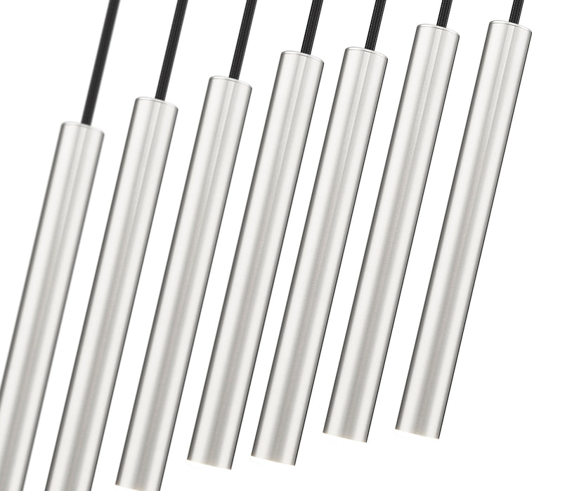 Linear Chandelier Z-Lite 919MP12-7L-BN-LED Brushed Nickel Forest 7 Light Linear Chandelier Z-Lite