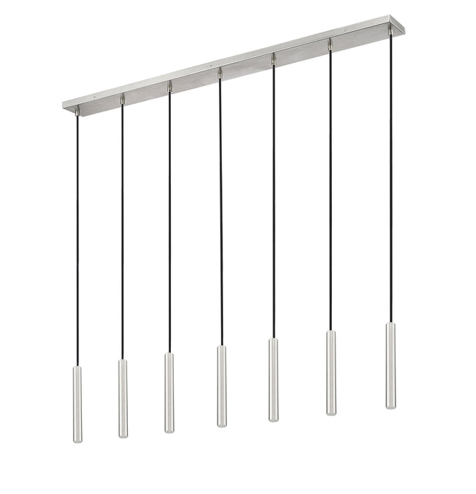 Linear Chandelier Z-Lite 919MP12-7L-BN-LED Brushed Nickel Forest 7 Light Linear Chandelier Z-Lite