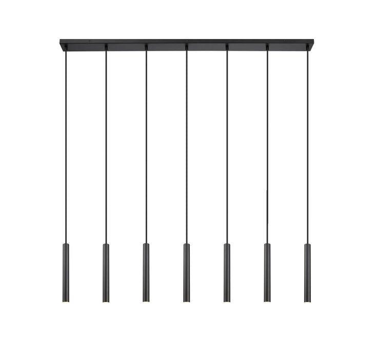 Linear Chandelier Z-Lite 919MP12-7L-MB-LED Matte Black Forest 7 Light Linear Chandelier Z-Lite