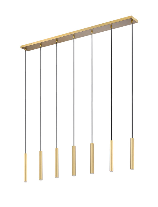 Linear Chandelier Z-Lite 919MP12-7L-MGLD-LED Modern Gold Forest 7 Light Linear Chandelier Z-Lite