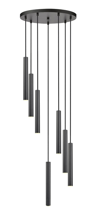 Chandelier Z-Lite 919MP12-7R-MB-LED Matte Black Forest 7 Light Chandelier Z-Lite