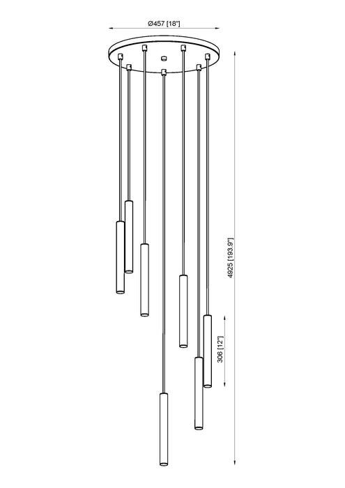 Chandelier Z-Lite 919MP12-7R-MGLD-LED Modern Gold Forest 7 Light Chandelier Z-Lite