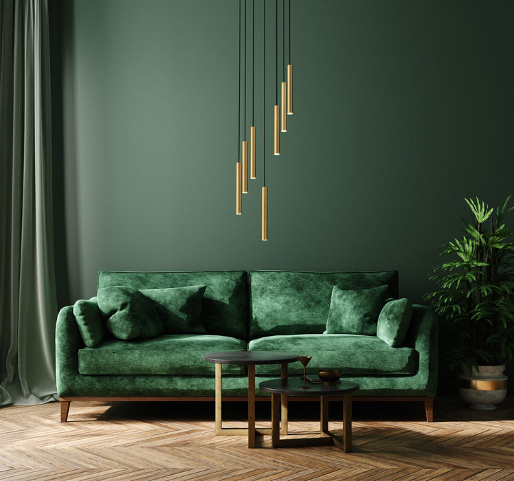 Chandelier Z-Lite 919MP12-7R-MGLD-LED Modern Gold Forest 7 Light Chandelier Z-Lite