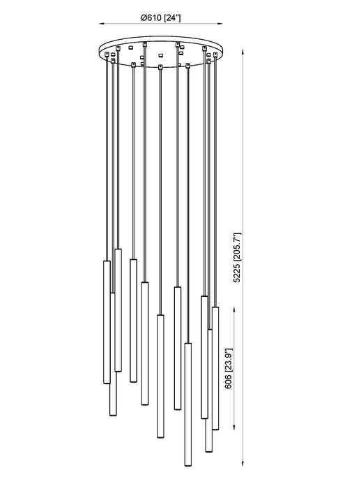 Chandelier Z-Lite 919MP24-11R-MGLD-LED Modern Gold Forest 11 Light Chandelier Z-Lite