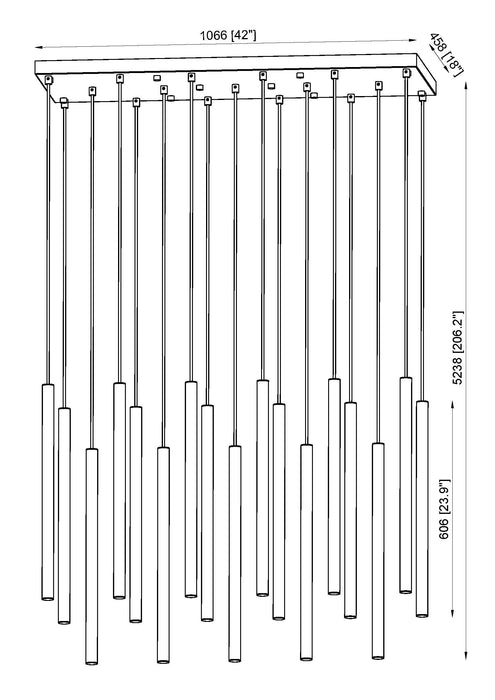 Linear Chandelier Z-Lite 919MP24-17L-BN-LED Brushed Nickel Forest 17 Light Linear Chandelier Z-Lite