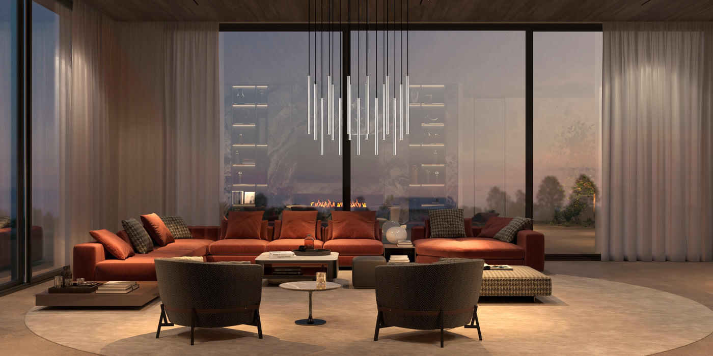 Linear Chandelier Z-Lite 919MP24-17L-BN-LED Brushed Nickel Forest 17 Light Linear Chandelier Z-Lite