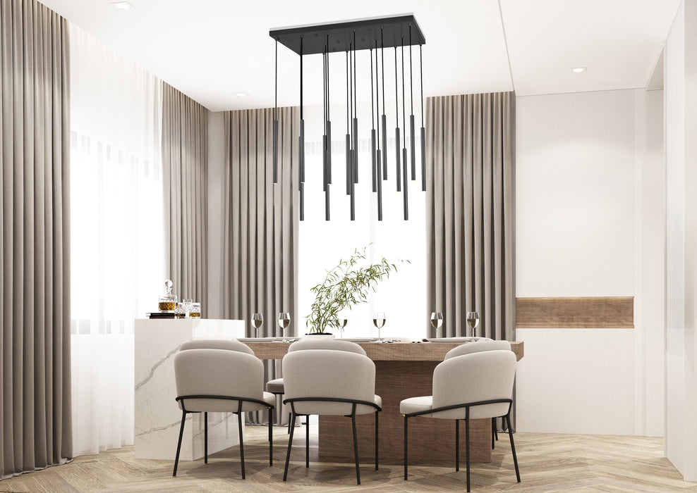 Linear Chandelier Z-Lite 919MP24-17L-MB-LED Matte Black Forest 17 Light Linear Chandelier Z-Lite