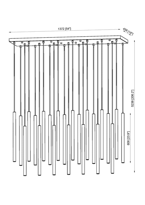 Linear Chandelier Z-Lite 919MP24-23L-BN-LED Brushed Nickel Forest 23 Light Linear Chandelier Z-Lite