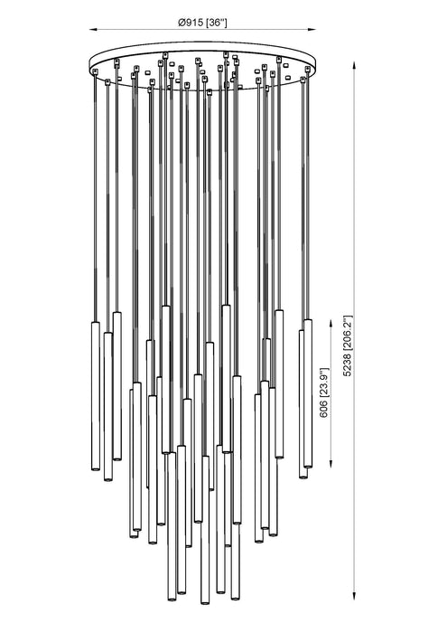 Chandelier Z-Lite 919MP24-27R-MB-LED Matte Black Forest 27 Light Chandelier Z-Lite