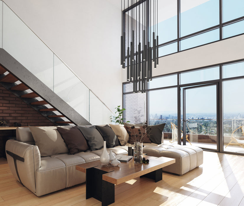 Chandelier Z-Lite 919MP24-27R-MB-LED Matte Black Forest 27 Light Chandelier Z-Lite