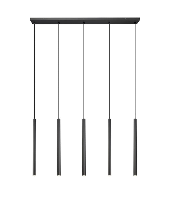 Linear Chandelier Z-Lite 919MP24-5L-MB-LED Matte Black Forest 5 Light Linear Chandelier Z-Lite