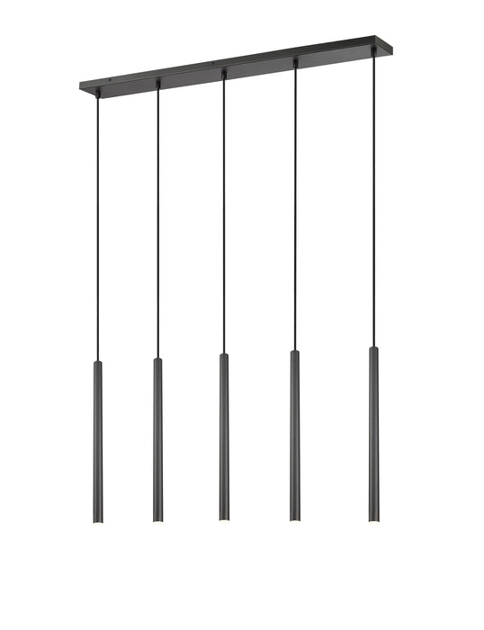 Linear Chandelier Z-Lite 919MP24-5L-MB-LED Matte Black Forest 5 Light Linear Chandelier Z-Lite