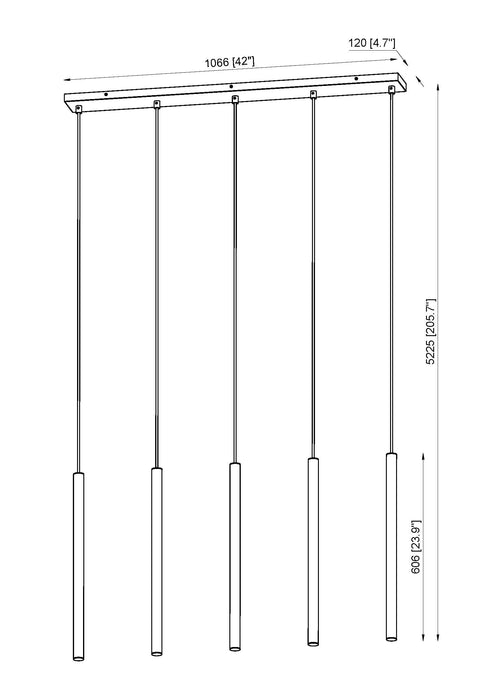 Linear Chandelier Z-Lite 919MP24-5L-MB-LED Matte Black Forest 5 Light Linear Chandelier Z-Lite