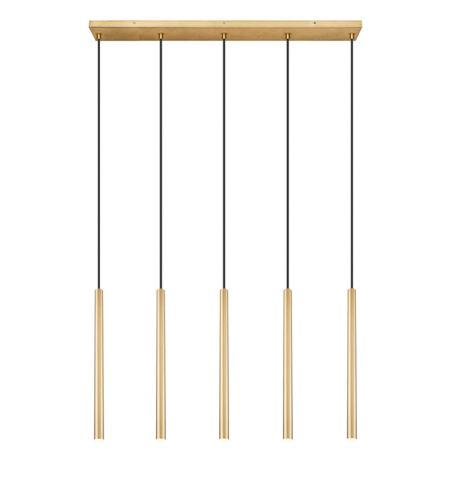 Linear Chandelier Z-Lite 919MP24-5L-MGLD-LED Modern Gold Forest 5 Light Linear Chandelier Z-Lite