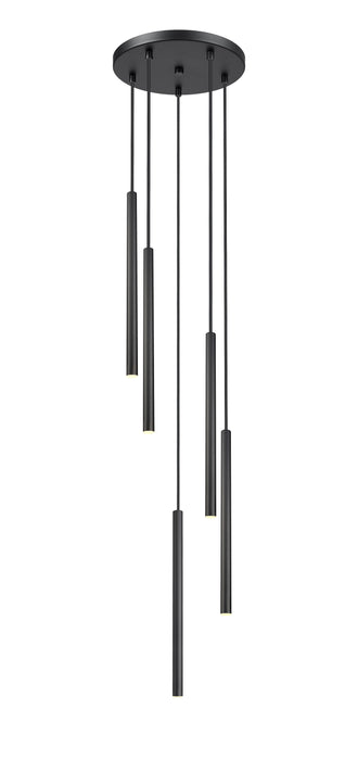 Chandelier Z-Lite 919MP24-5R-MB-LED Matte Black Forest 5 Light Chandelier Z-Lite