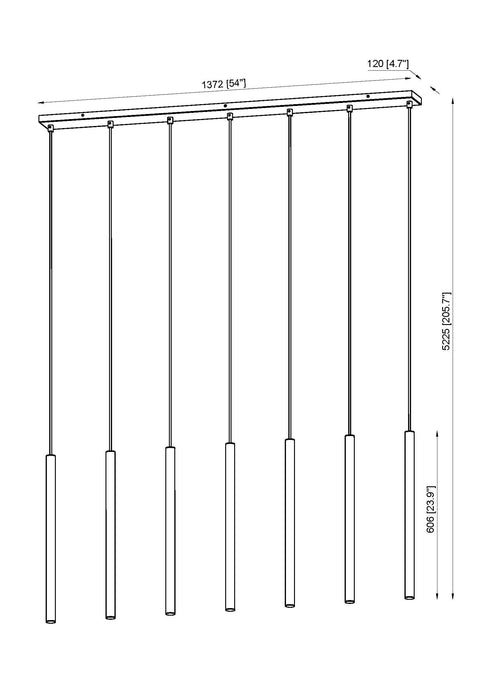 Linear Chandelier Z-Lite 919MP24-7L-BN-LED Brushed Nickel Forest 7 Light Linear Chandelier Z-Lite