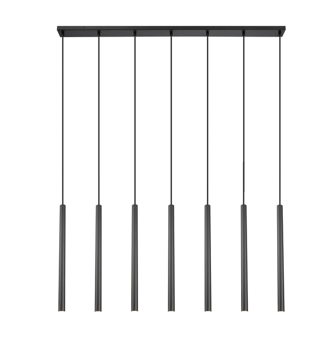 Linear Chandelier Z-Lite 919MP24-7L-MB-LED Matte Black Forest 7 Light Linear Chandelier Z-Lite