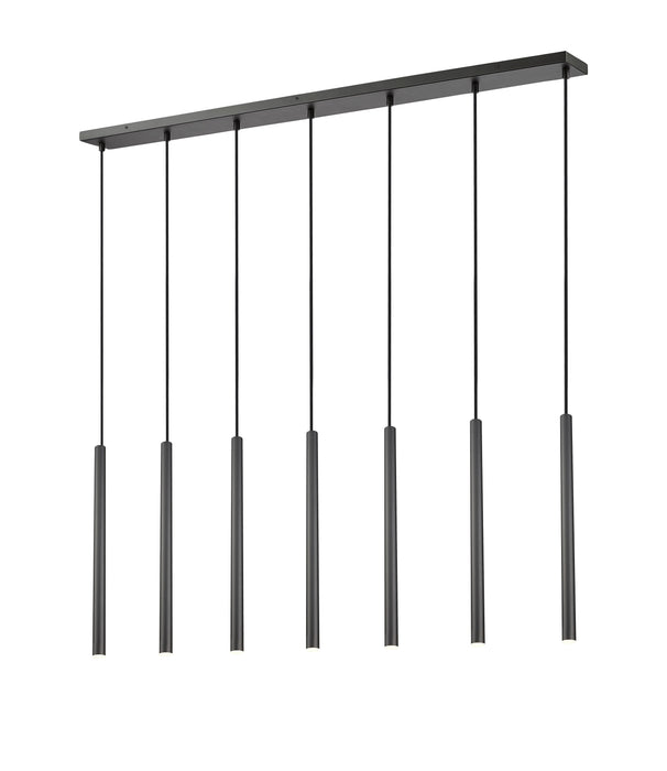 Linear Chandelier Z-Lite 919MP24-7L-MB-LED Matte Black Forest 7 Light Linear Chandelier Z-Lite