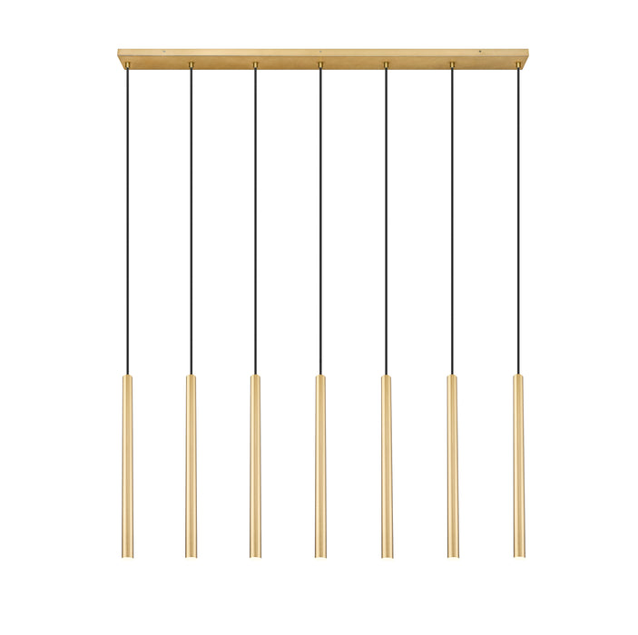 Linear Chandelier Z-Lite 919MP24-7L-MGLD-LED Modern Gold Forest 7 Light Linear Chandelier Z-Lite
